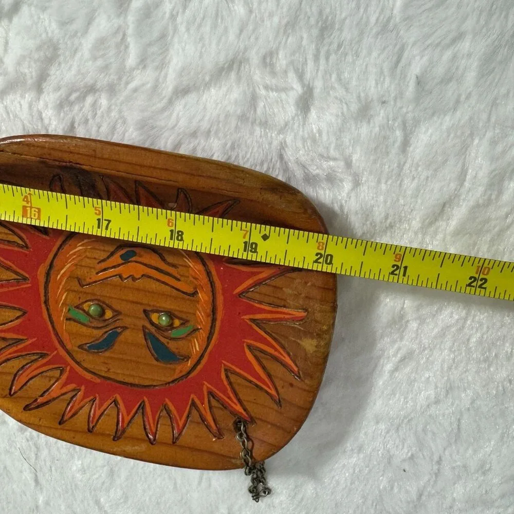 Spanish Traditional Hand-Painted Rustic Wood Spoon Artwork, 1970s wall decor